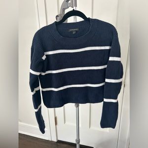 Cropped navy and white striped sweater